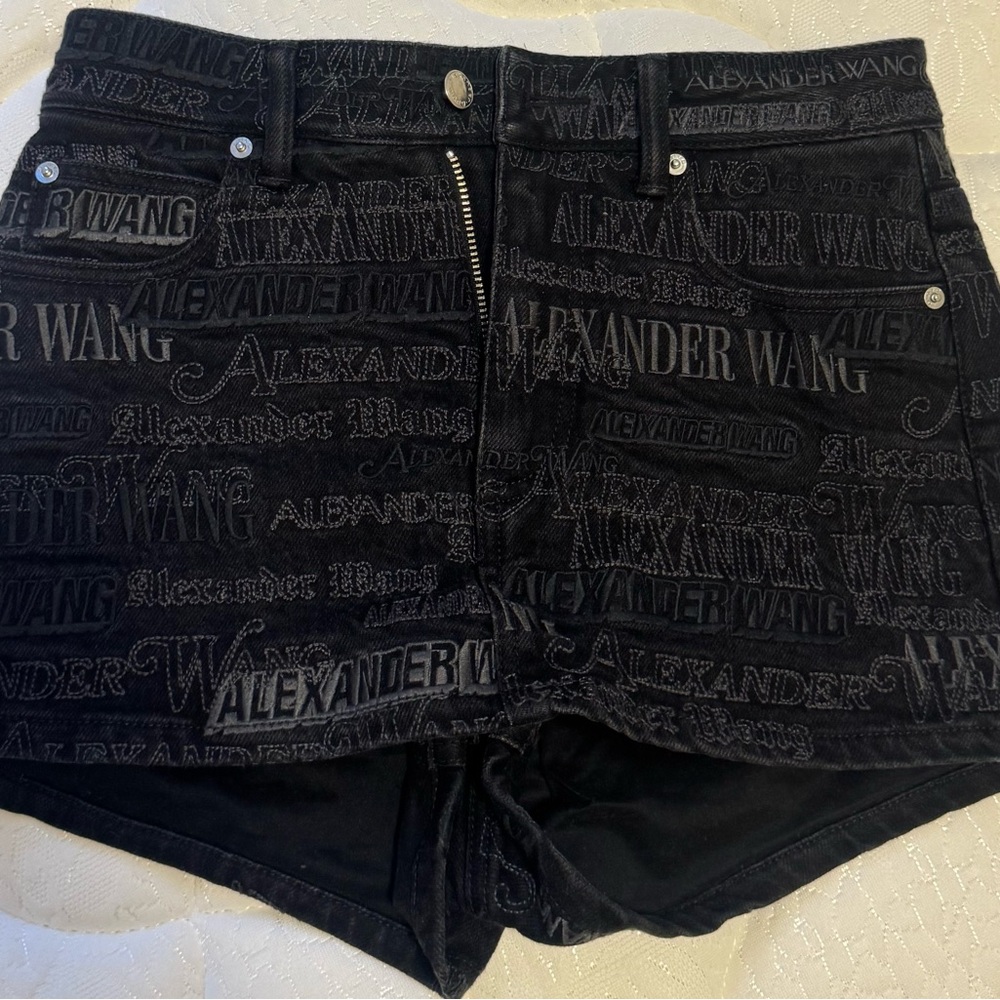 Alexander Wang Black Logo Jean Shorts